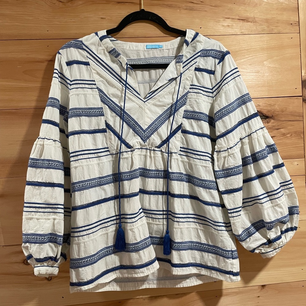 J. MCLAUGHLIN Portofino Jacquard Athena Blouse Embroidered Size XS - Picture 3 of 8